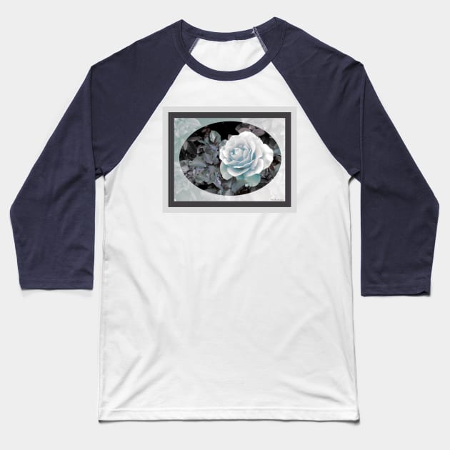 Blue-Gray Rose Baseball T-Shirt by csturman